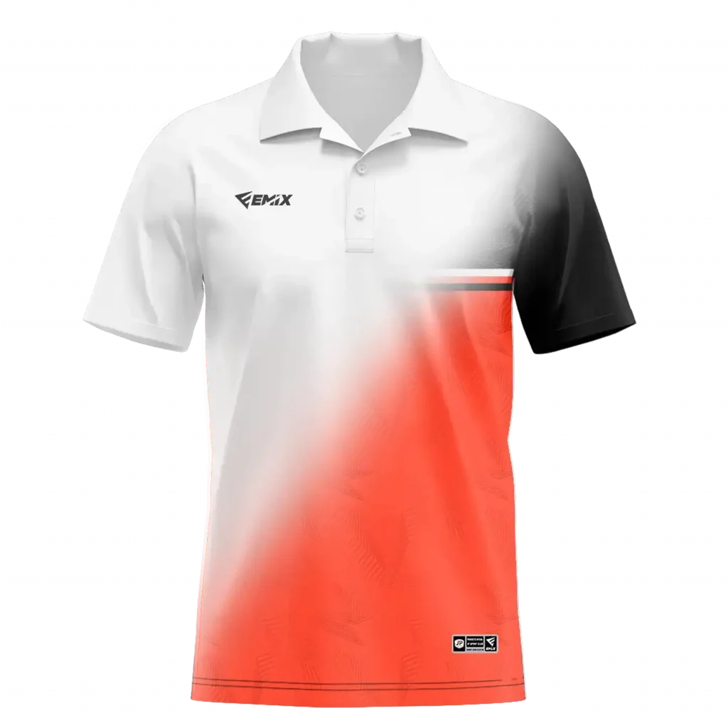 Polo con un degradado de blanco hacia el color para mostrar que es personalizable con el diseño que quiera el cliente