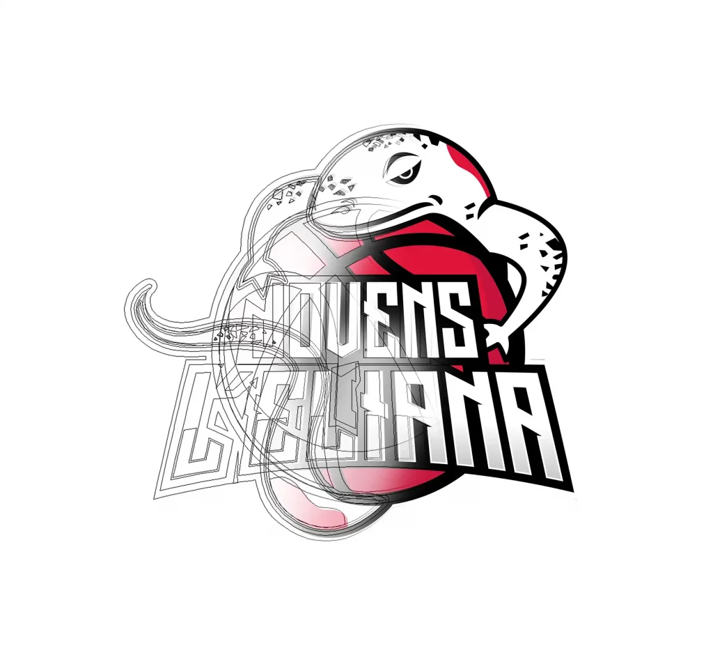 Un logotipo de un club con las lineas trazadas y un degradado a color